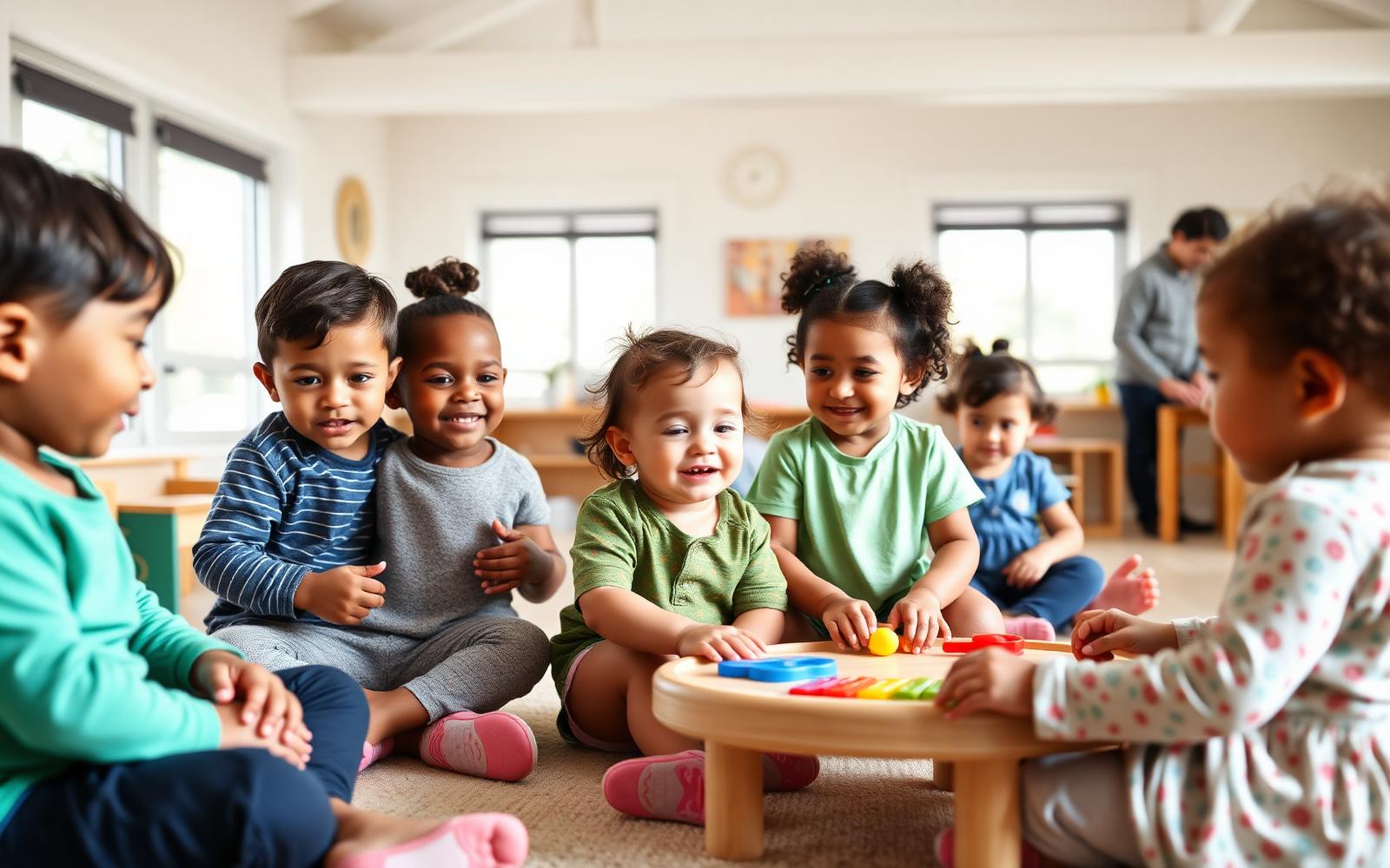 Diverse group of children ages 0 to 5 learning together at Whole Child Academy